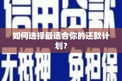 宜章如何选择最适合你的还款计划？