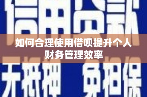 宜章如何合理使用借呗提升个人财务管理效率