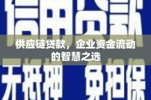 宜章供应链贷款，企业资金流动的智慧之选
