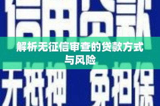 宜章解析无征信审查的贷款方式与风险